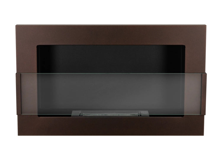 650 Wall-Mounted Bioethanol Fireplace with Glass – Brown
