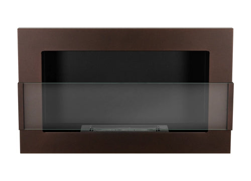 650 Wall-Mounted Bioethanol Fireplace with Glass – Brown