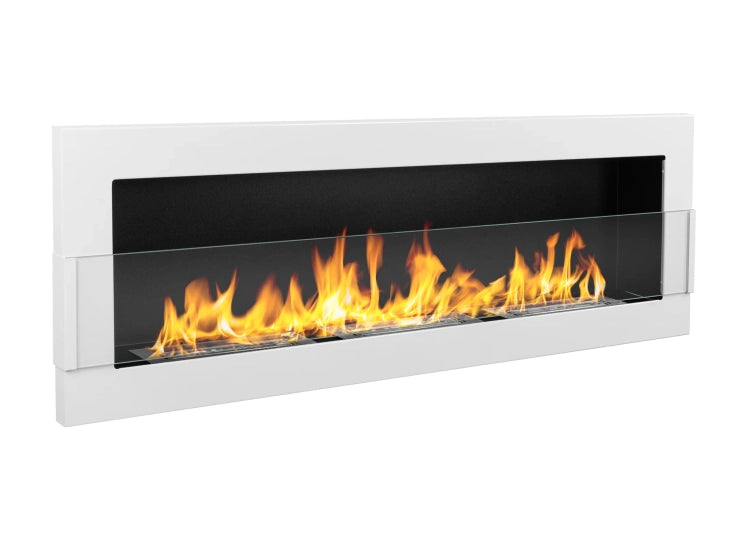 1200 Wall-Mounted Bioethanol Fireplace with Glass – White Gloss