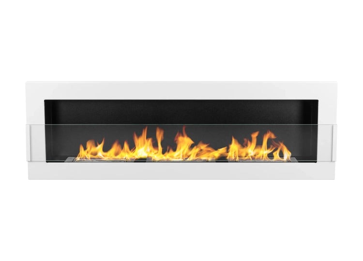 1200 Wall-Mounted Bioethanol Fireplace with Glass – White Gloss