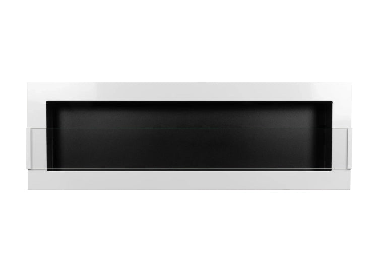 1200 Wall-Mounted Bioethanol Fireplace with Glass – White Gloss