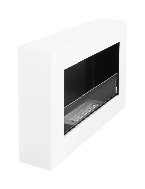 Box 650 Wall-Mounted Bioethanol Fireplace with Glass – White