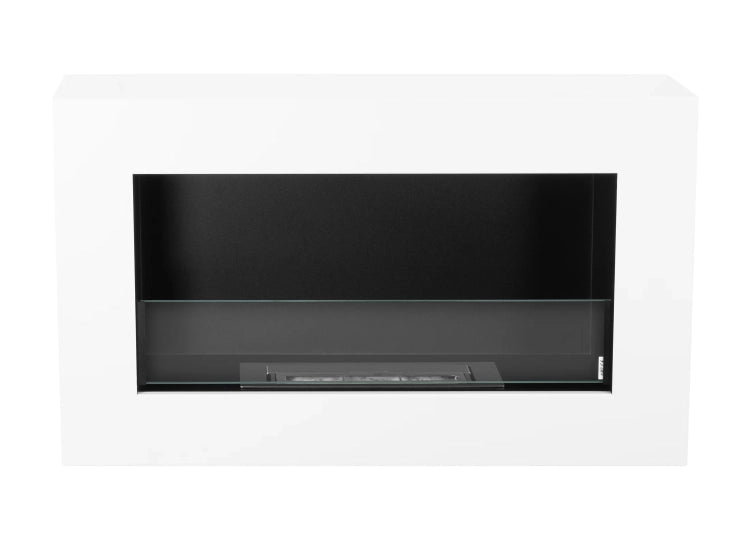 Box 650 Wall-Mounted Bioethanol Fireplace with Glass – White