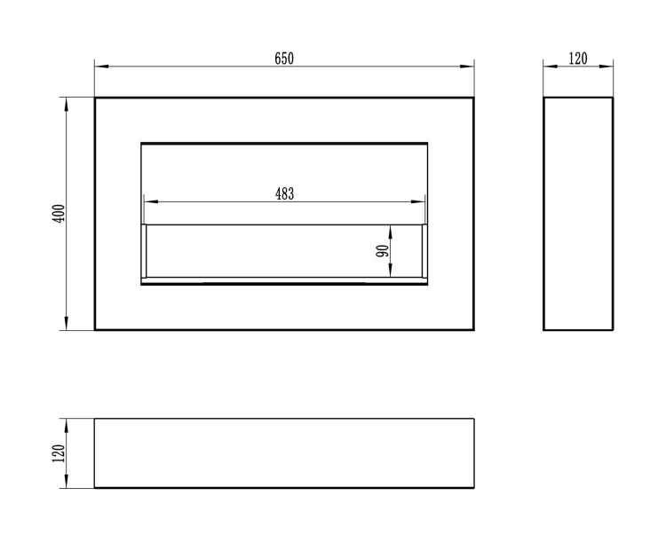 Box 650 Wall-Mounted Bioethanol Fireplace with Glass – White