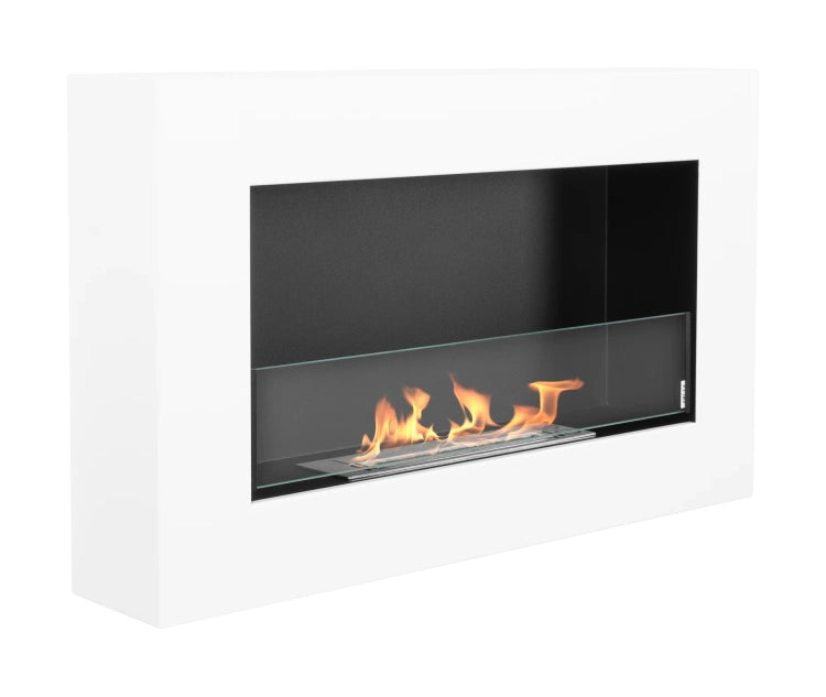 Box 650 Wall-Mounted Bioethanol Fireplace with Glass – White