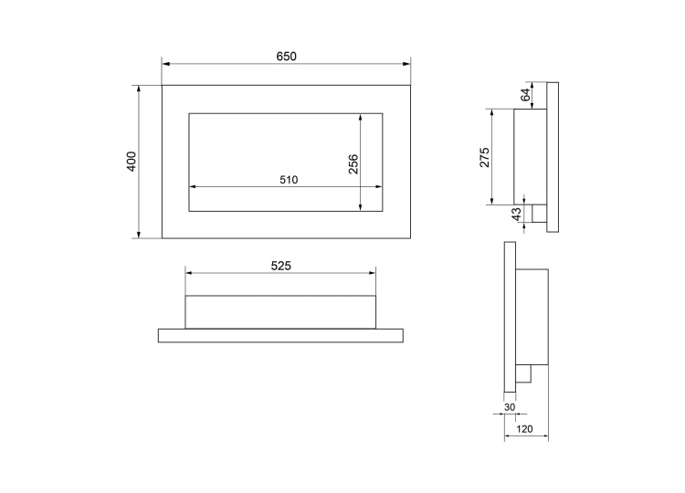 650 Wall-Mounted Bioethanol Fireplace – Black