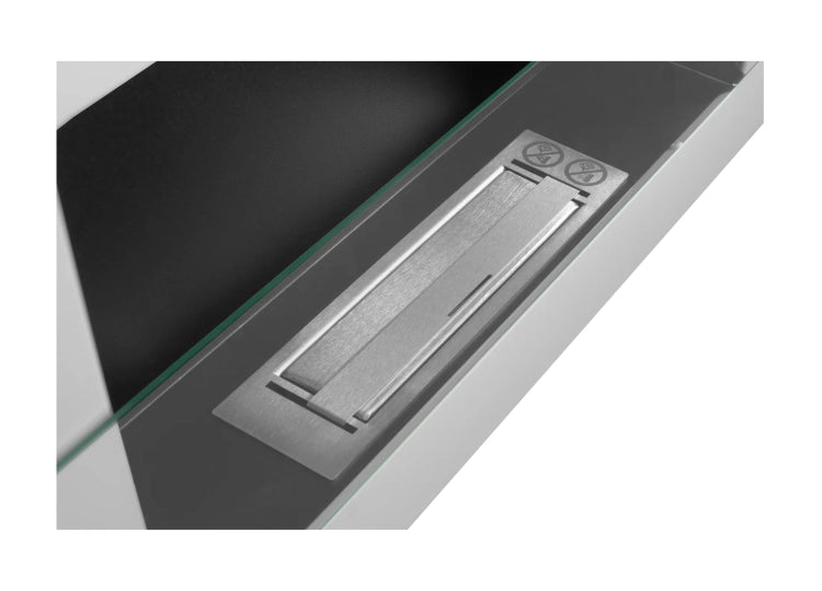 650 Wall-Mounted Bioethanol Fireplace with Glass – White Gloss